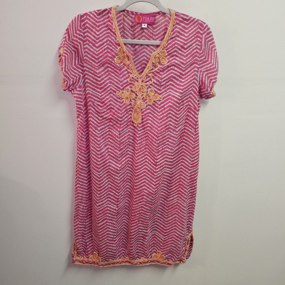 Haute Latitude Pink Orange Embroidery Tunic SZ M